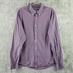 Lacoste Button Down Shirt Mens Size 44 (US L) Red Plaid Long Sleeve Modern Fit